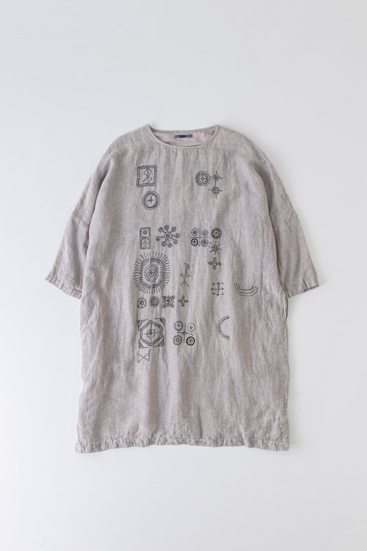 Embroidered T- Dress Gray