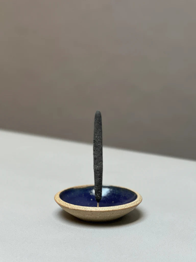 Blue Stoneware Incense Holder