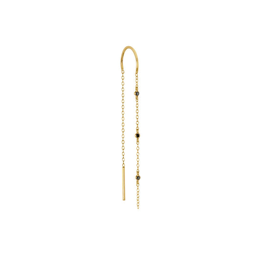 Drop Chain Single Earring with 3 Black Diamonds