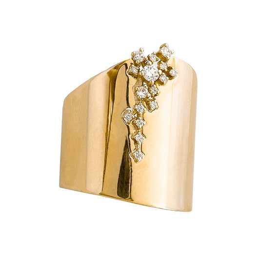 Band Cascade Diamond Gold  Ring