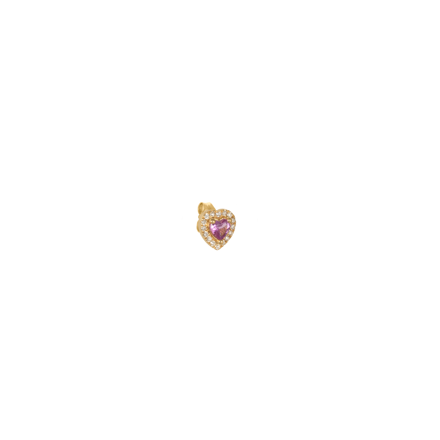 Pink Sapphire Heart Stud