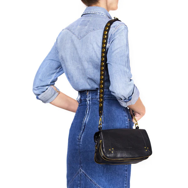 Festival Leather Bag Strap Black Brass