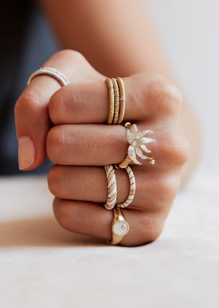 White and Gold Mini Twisted Band