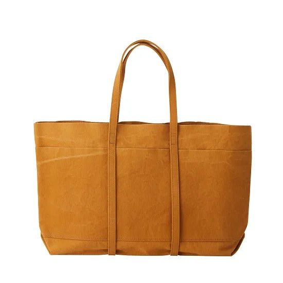 Washed Canvas 6-Pockets Tote Large Mustard