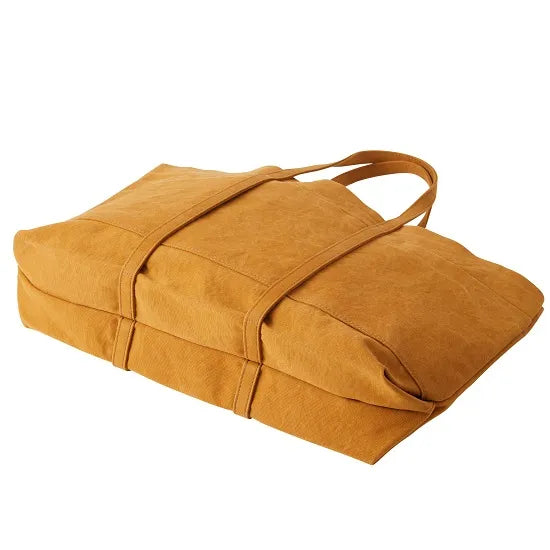 Washed Canvas 6-Pockets Tote Large Mustard
