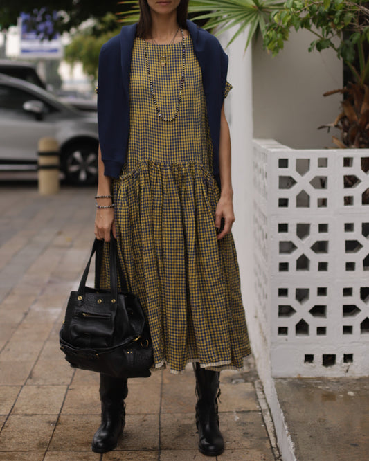 Check Dress with Front Pockets