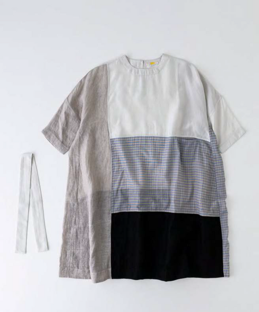Light Gray Multi Material Patchwork Dress
