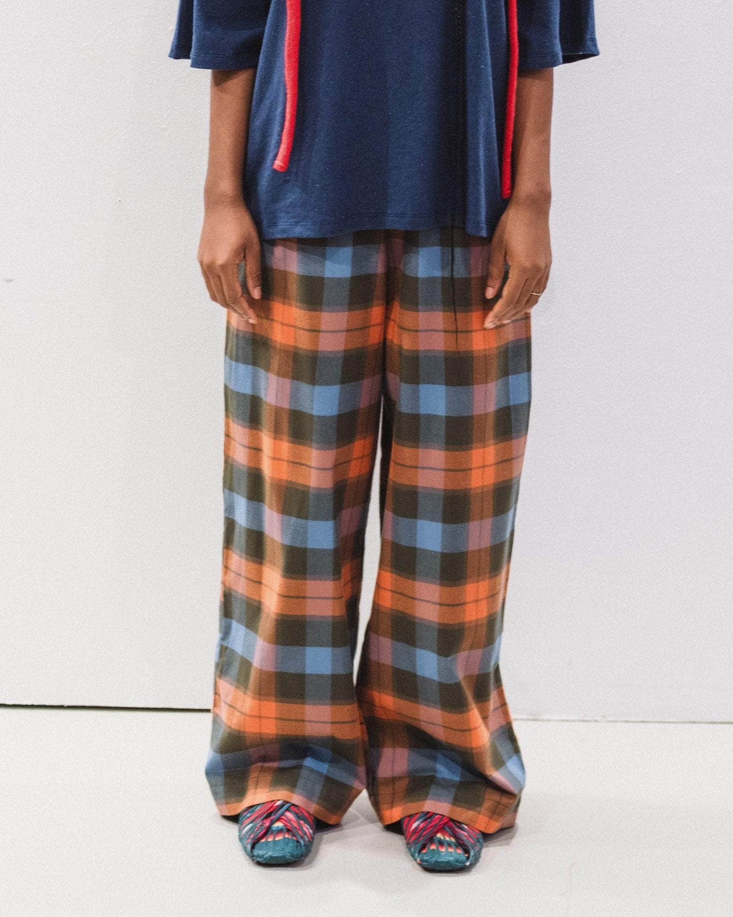 Claude Cotton Pants Frame Plaid