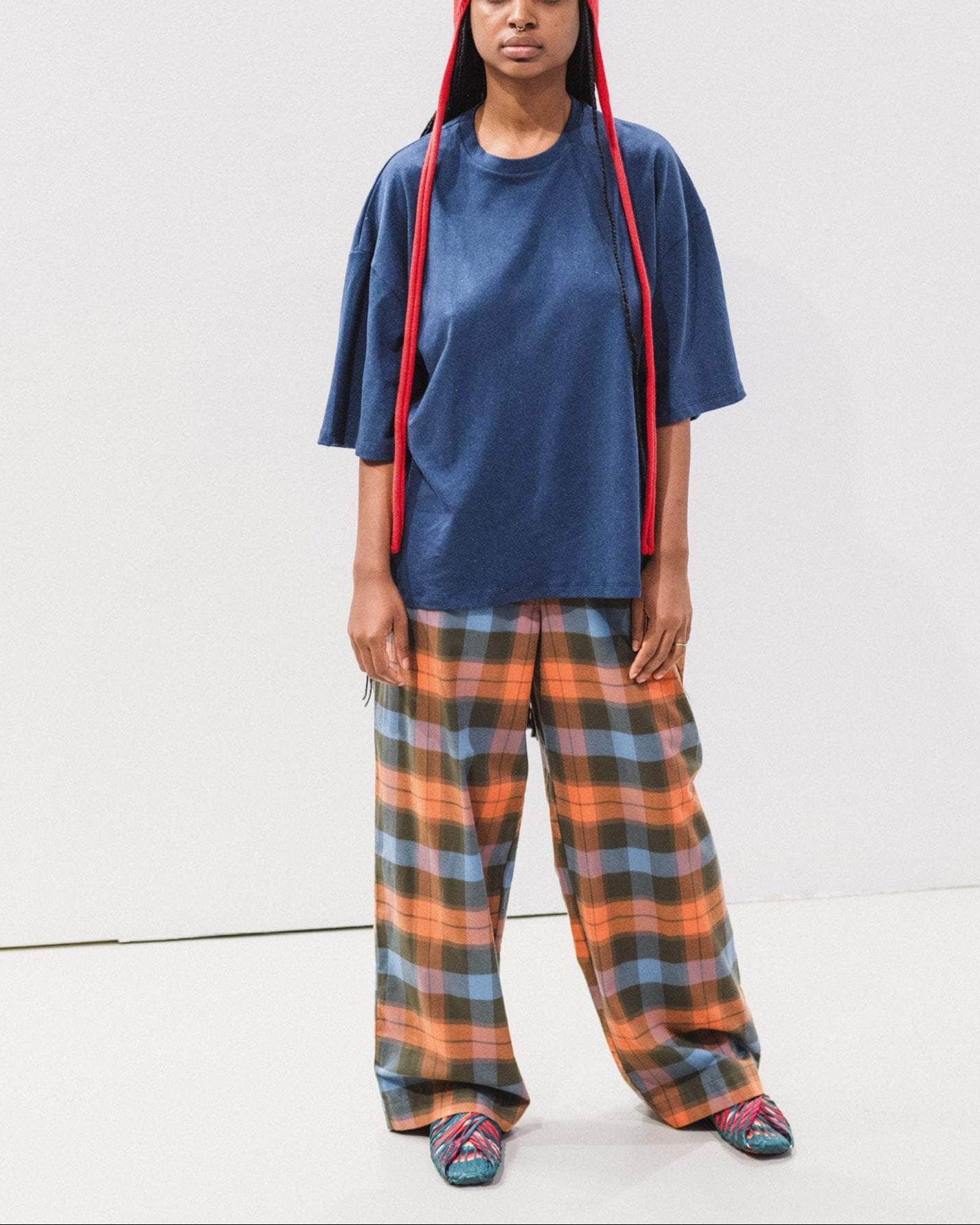 Claude Cotton Pants Frame Plaid