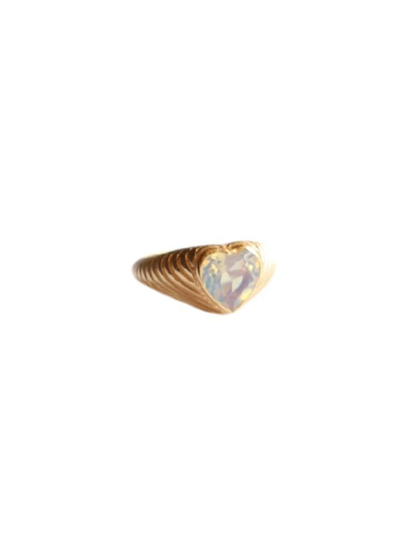 Opalite Heart Ring Gold Plated