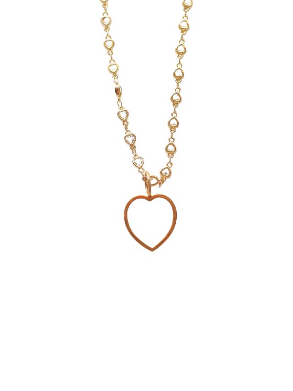 Open Heart Necklace with Heart Chain
