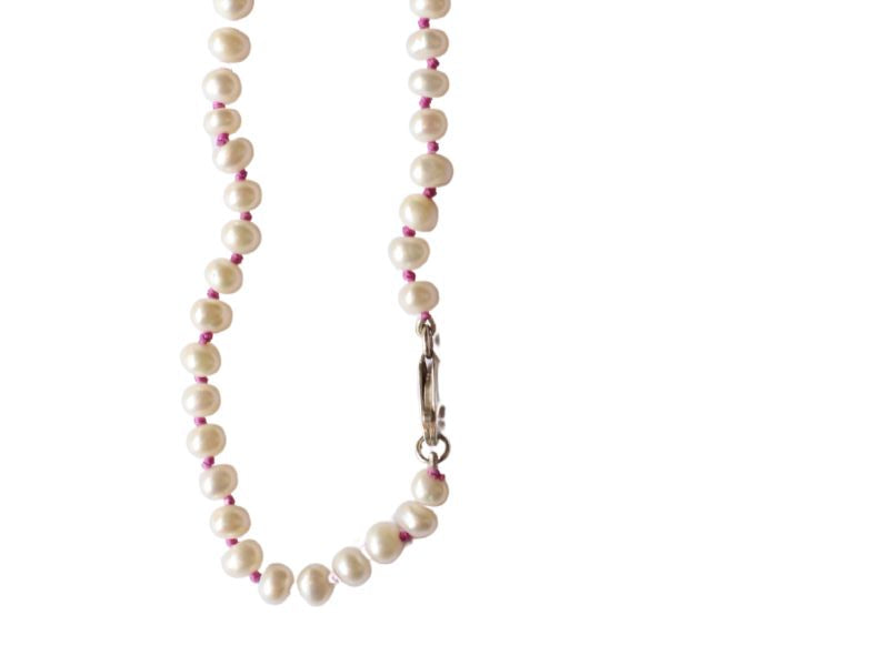 Pearls Thread Necklace Purple