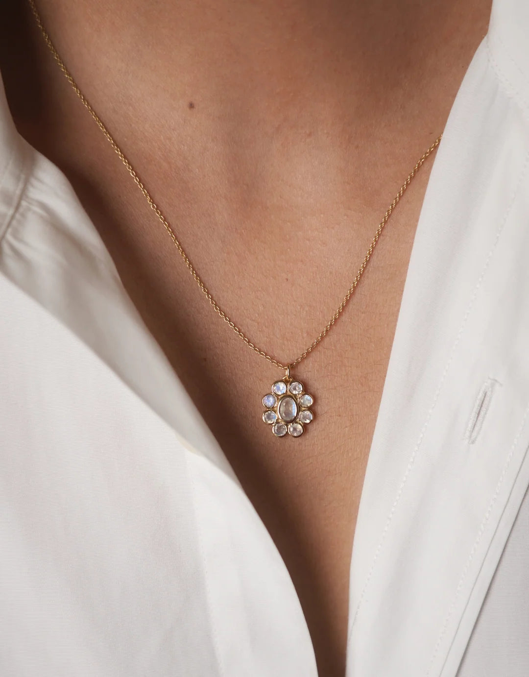 9 planets Necklace Moonstone