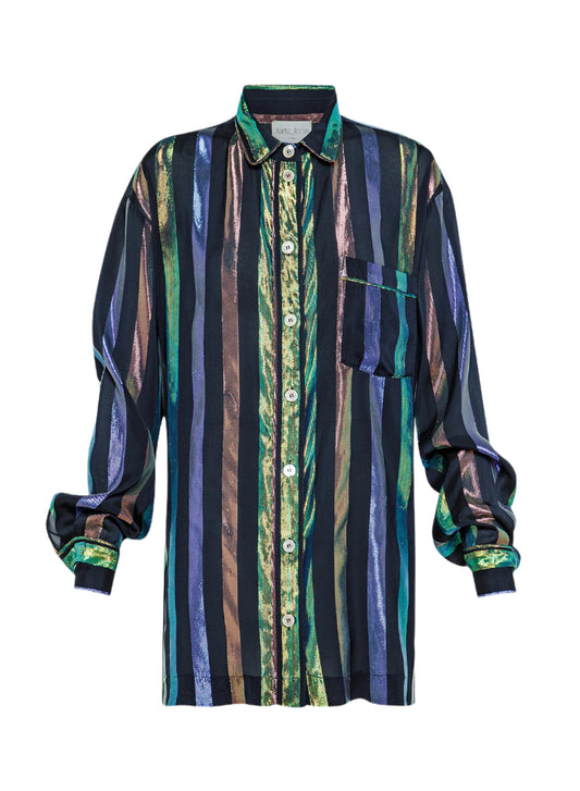 Pyjama Shirt in Iridescent Silk Habotai