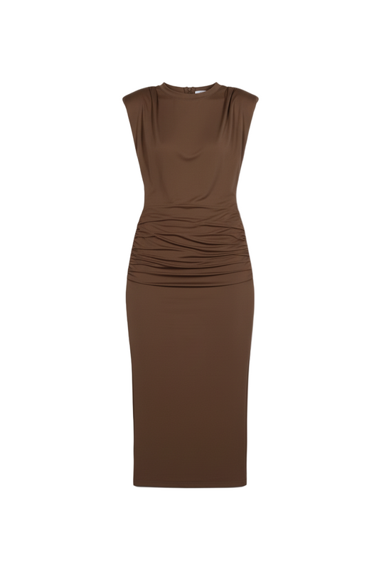 Donna Ruched Maxi Dress Khaki