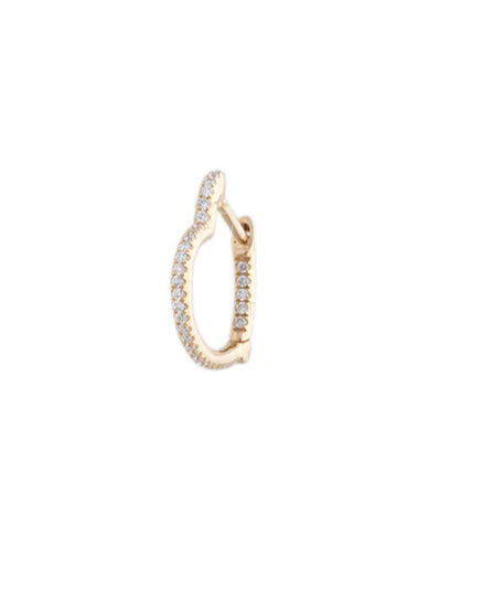 Small Inside Out Pave Diamond Heart Shape Hoop