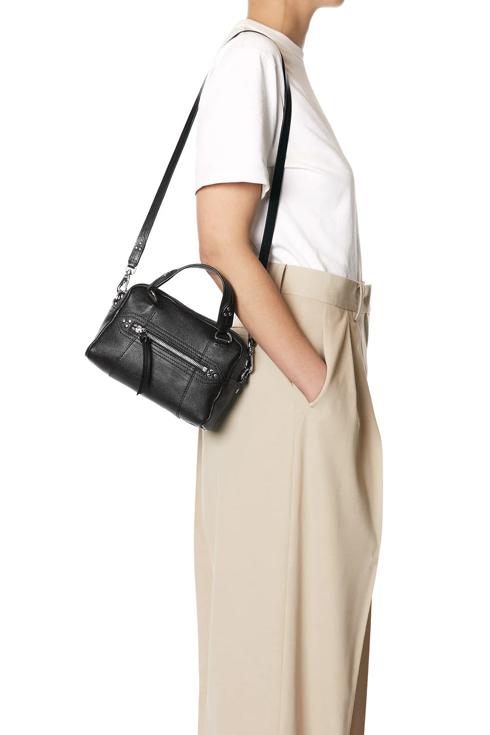 Mini Lucky Bowling Bag Noir Silver Buffaloskin