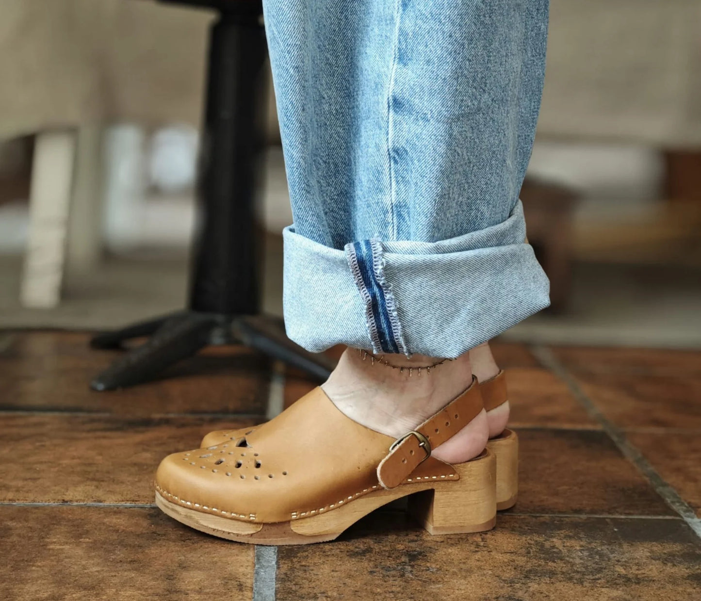 Natural Calf Leather Clogs