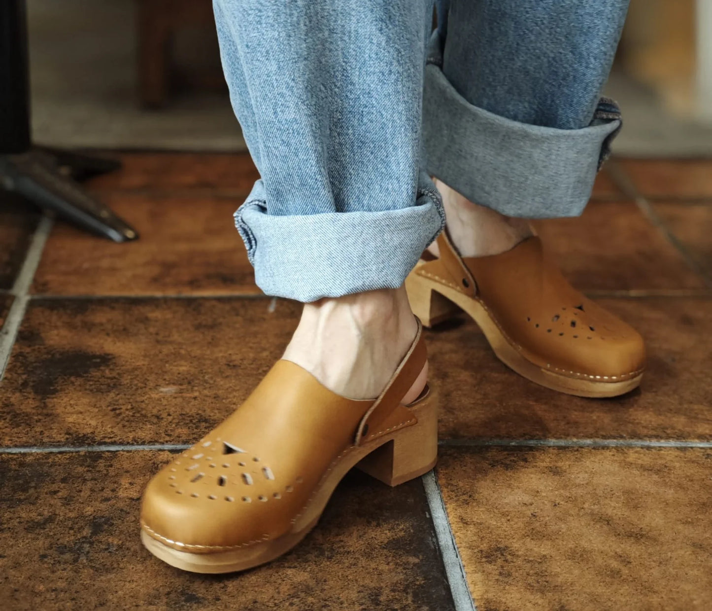 Natural Calf Leather Clogs