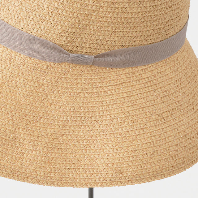 Raffia Paper Braid Hat Natural/Gray