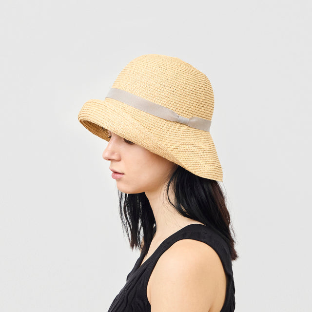 Raffia Paper Braid Hat Natural/Gray