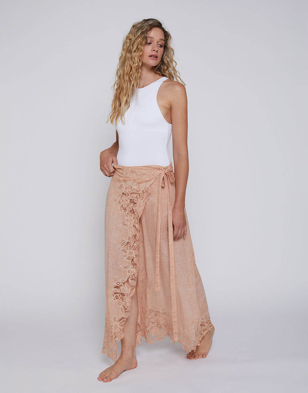 Gonna Bella Lace Tied Skirt Pink