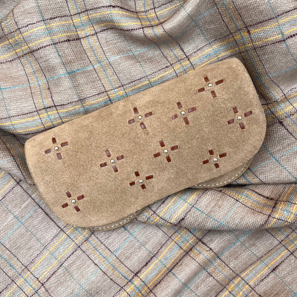 Dots Glasses Case Beige Suede