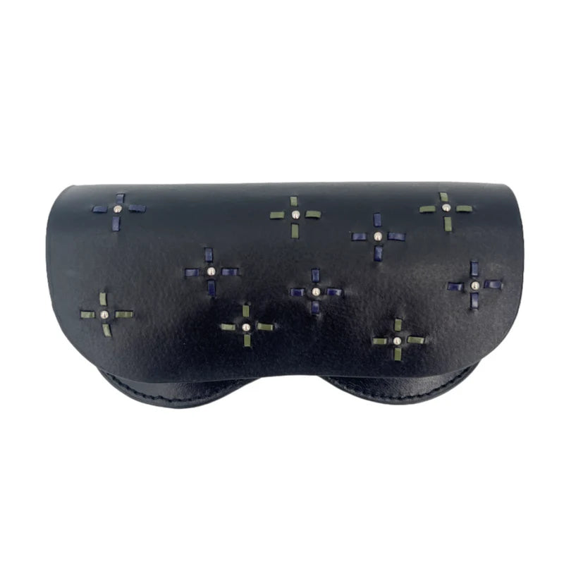Dots Glasses Case Black Leather