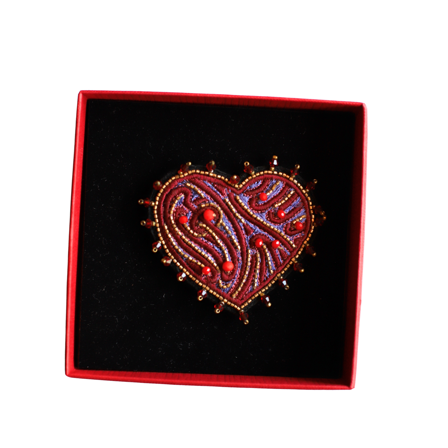 Heart Brooch Burgundy