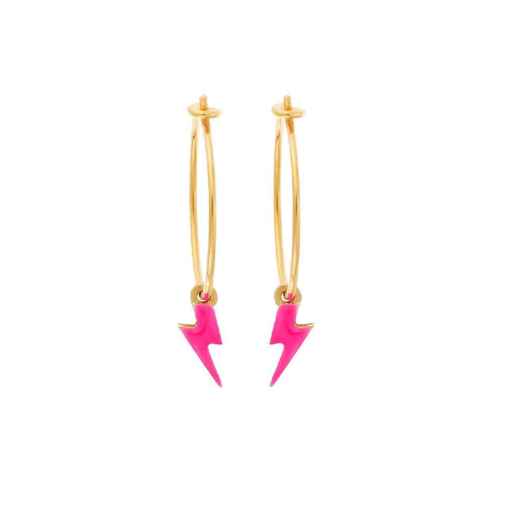 Thunder Bolt Hoops Neon Pink