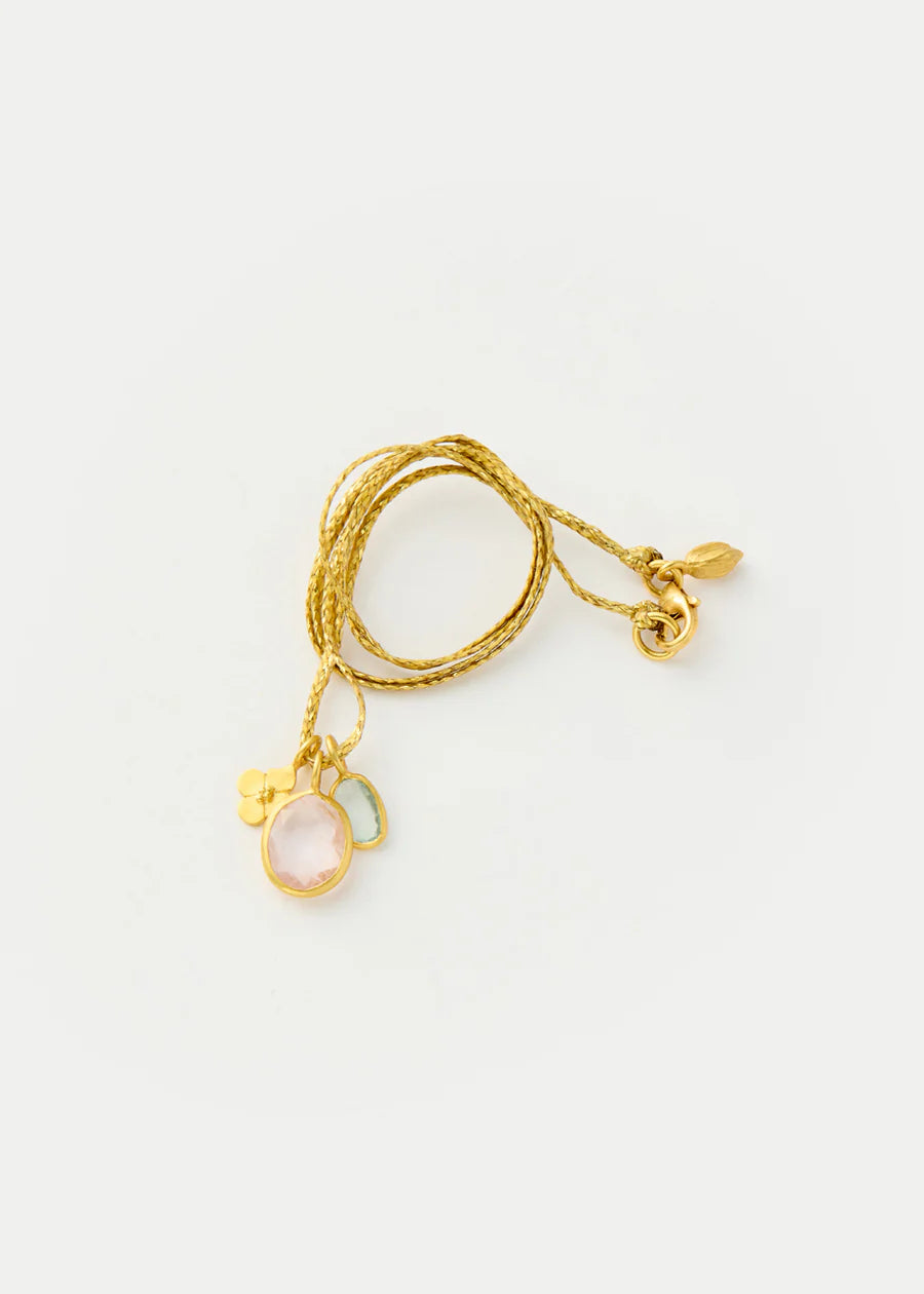 Hanabi Aquamarine & Morganite with Anemone Cluster Necklace