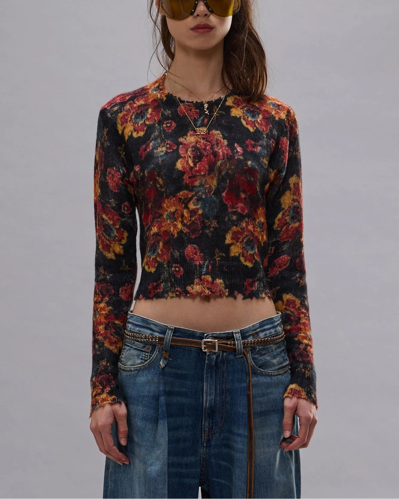 Baby Crewneck Sweater Red Floral