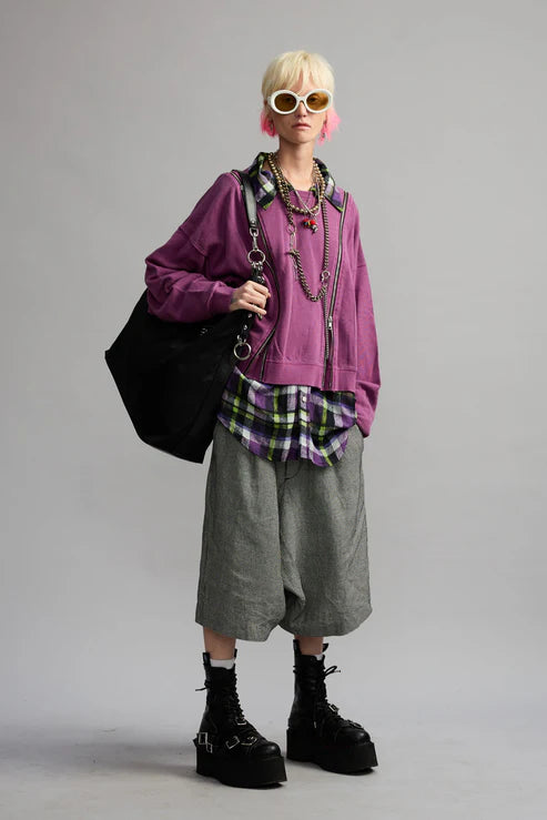 Zippered Crewneck Purple Plum