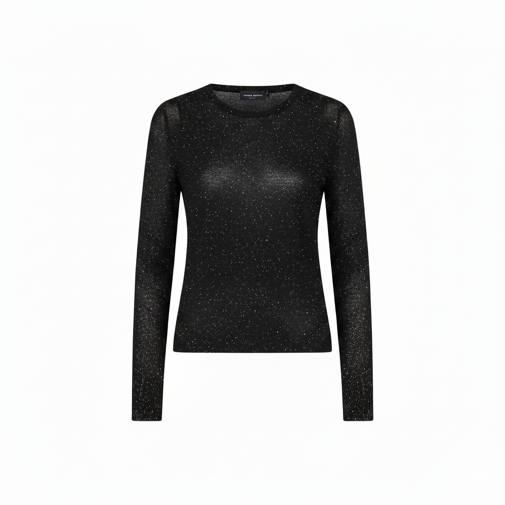 Pullover Crewneck with Micro Sequin Black