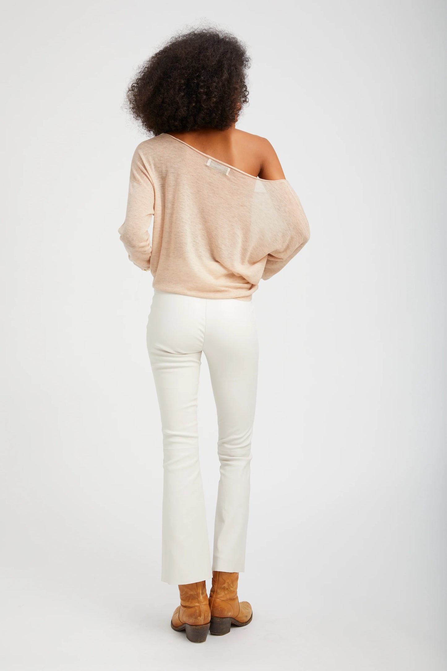 Wheat Tissue Cashmere Off-Shoulder Top