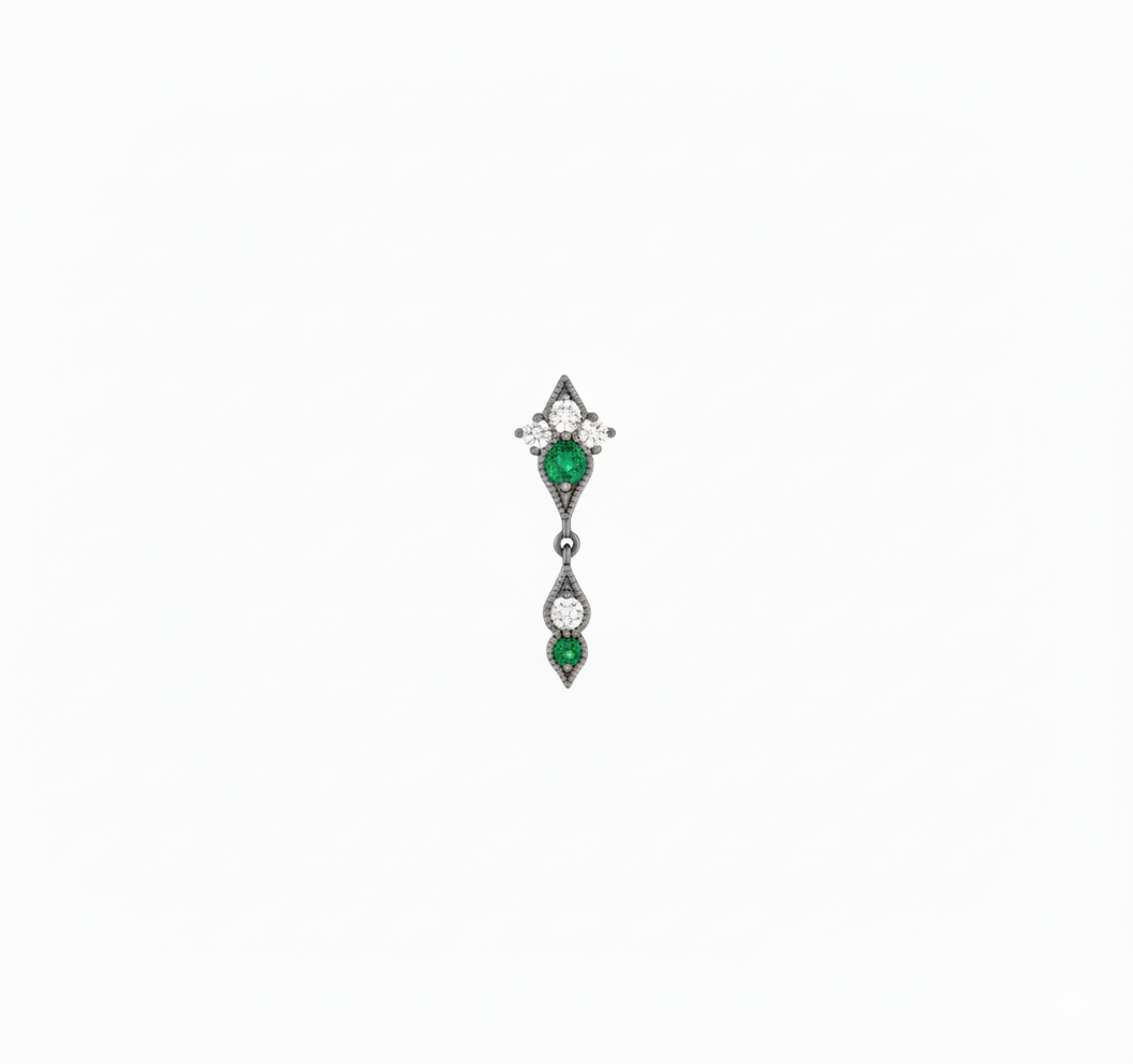 Hope Black Gold,Diamond & Emerald Earring