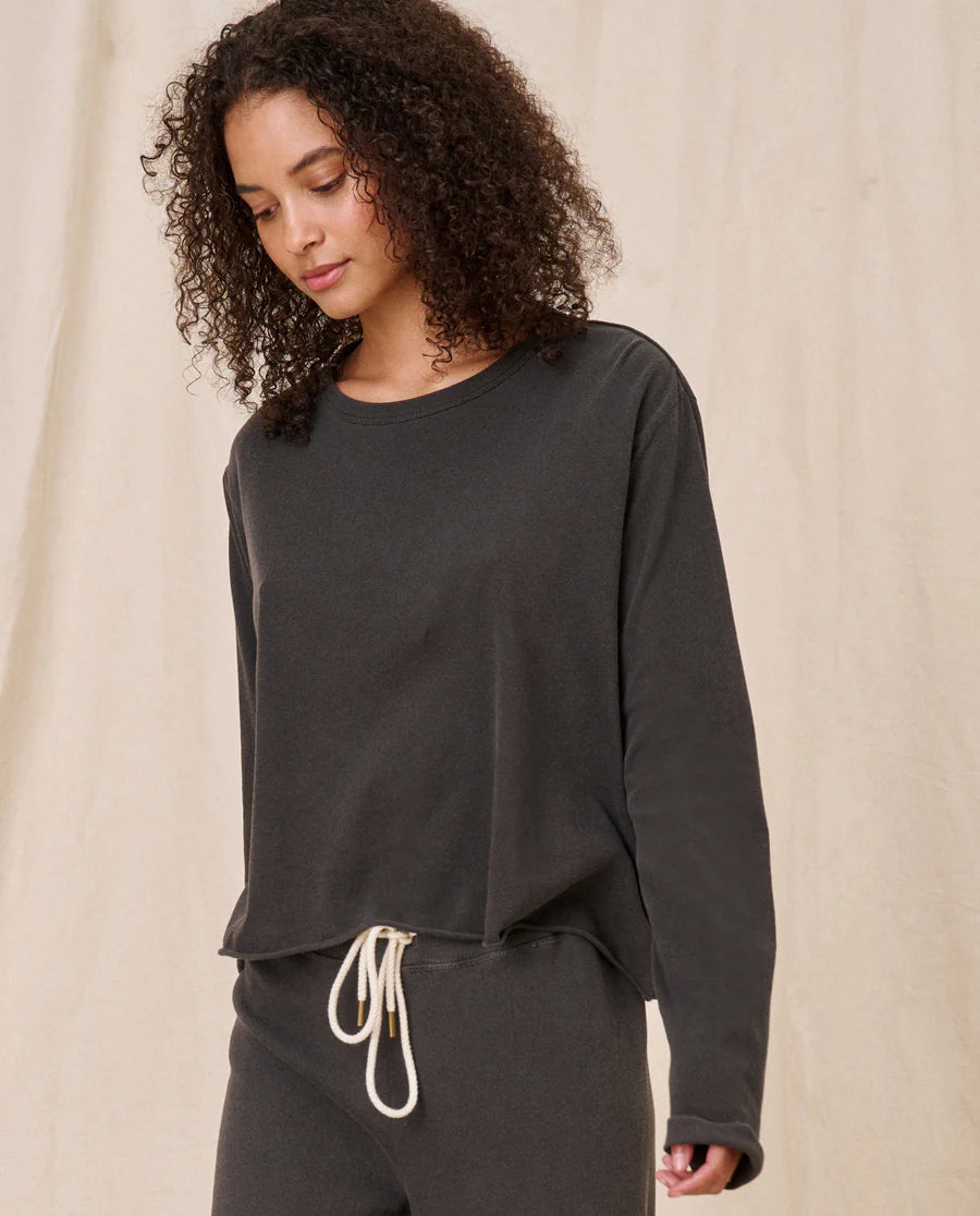 Longsleeve Crop Tee True Washed Black