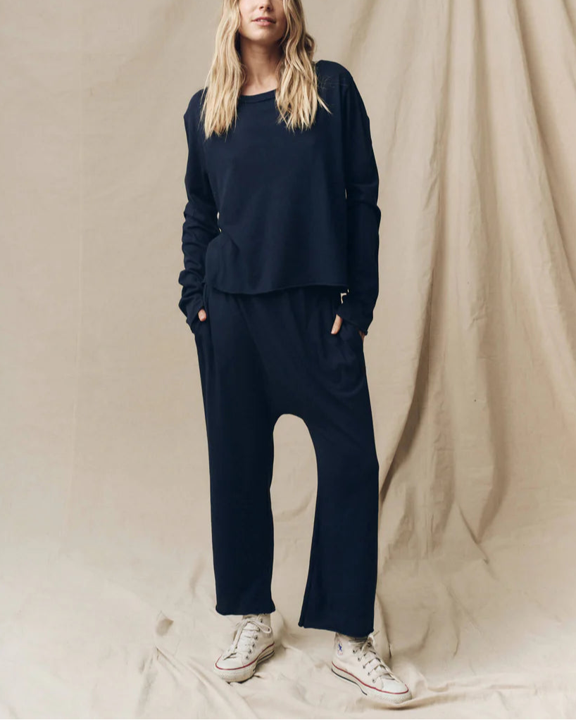 Longsleeve Crop Tee True Navy