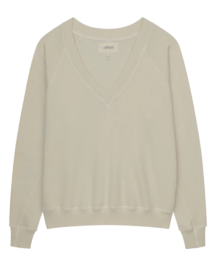 V-Neck Sweatshirt Washed White