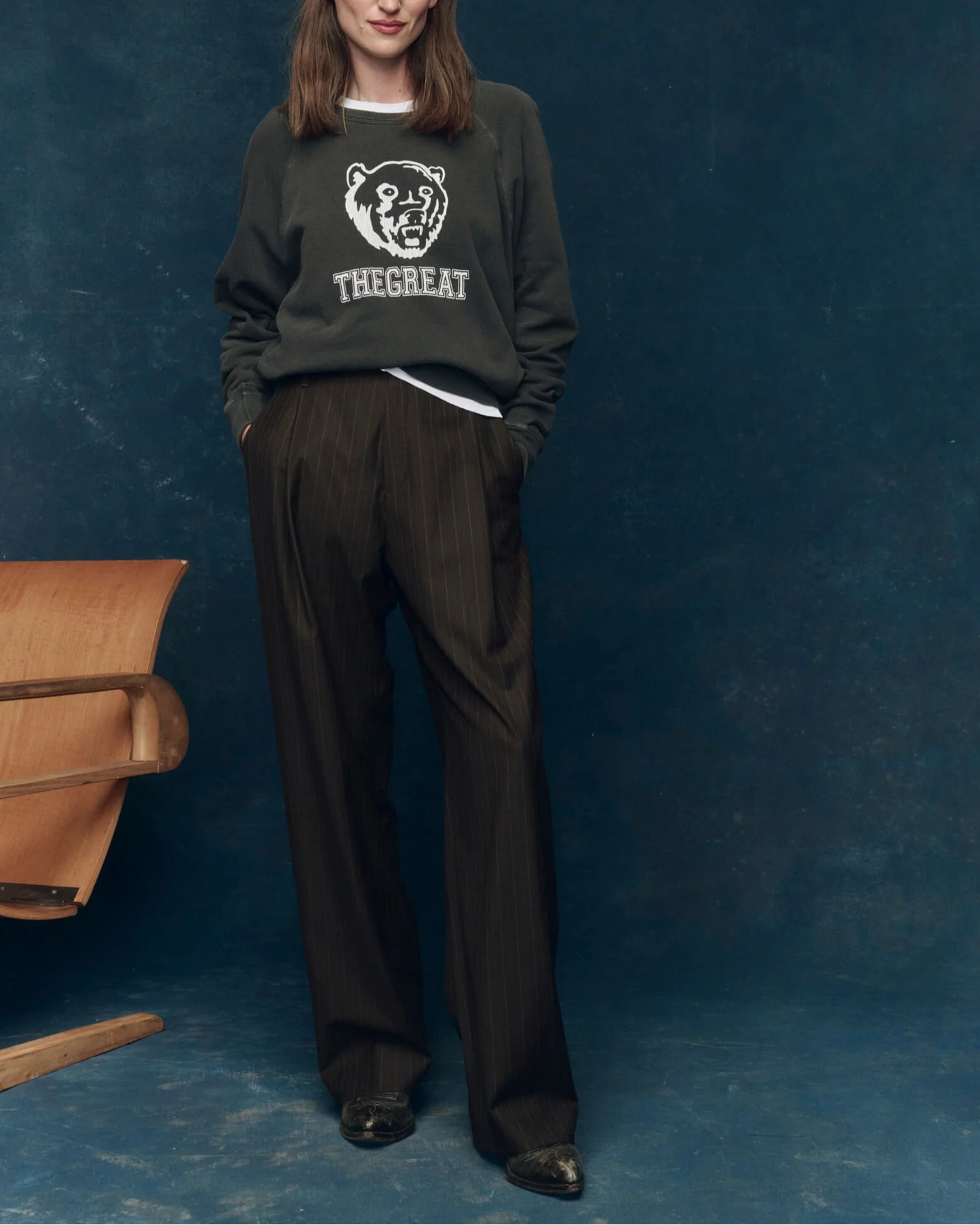 College Sweatshirt Washed Black
