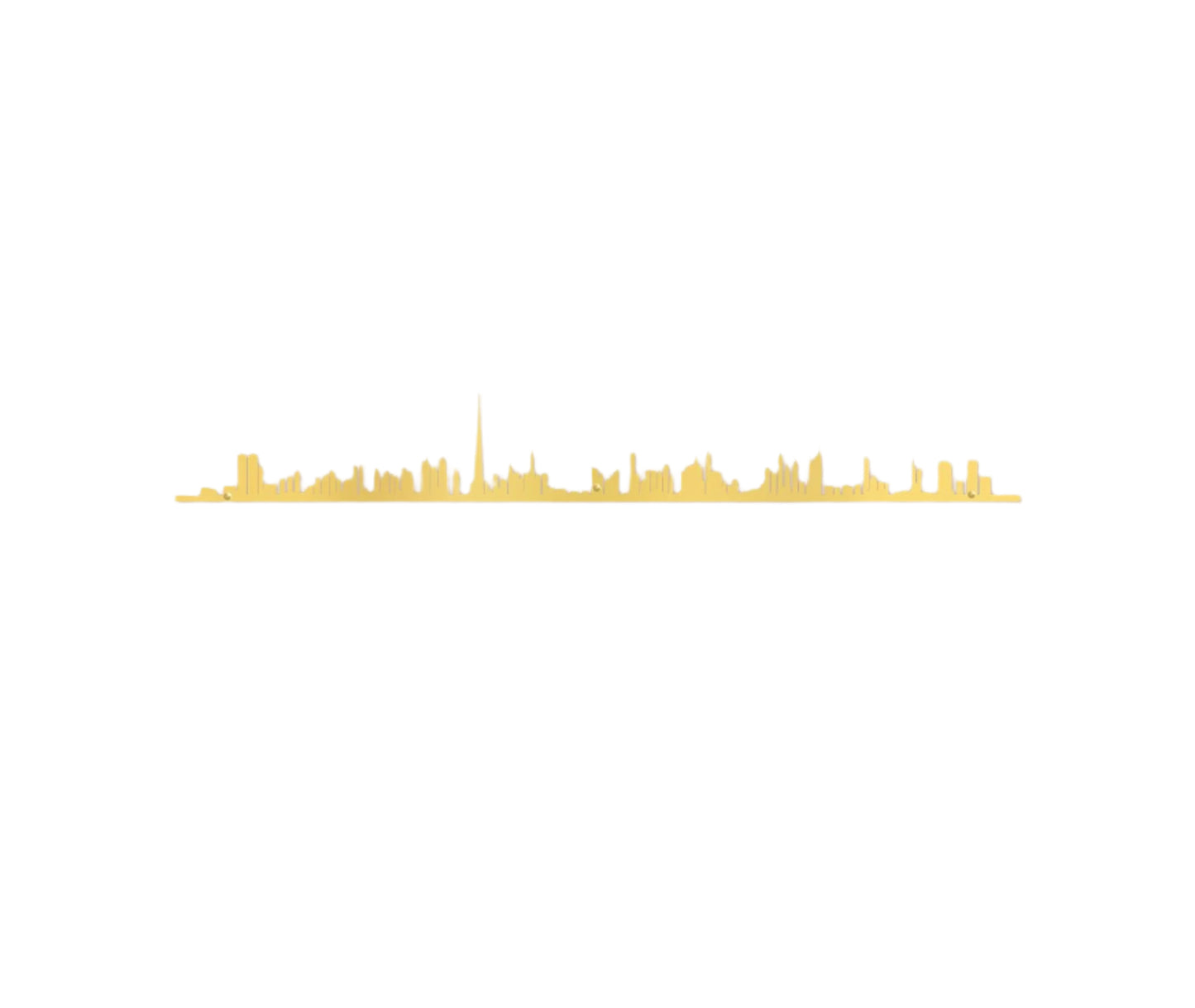 Dubai Skyline Steel Wall Decor Gold 50CM