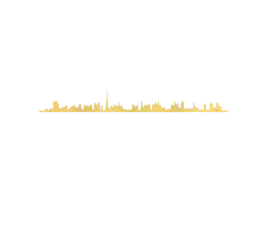 Dubai Skyline Steel Wall Decor Gold 50CM