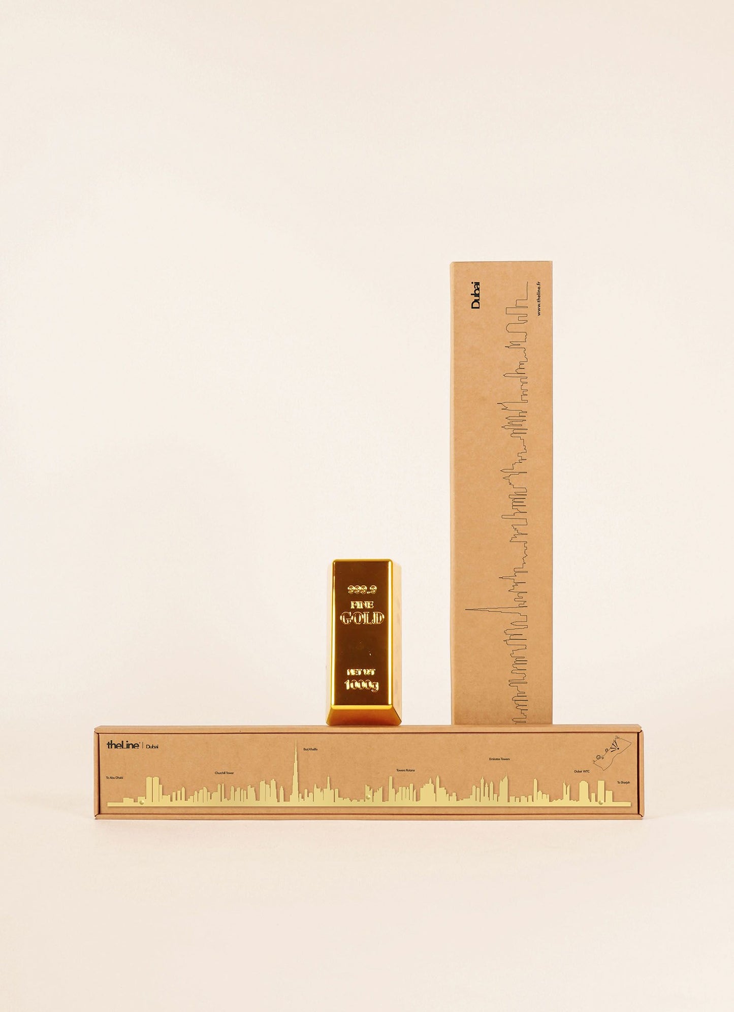 Dubai Skyline Steel Wall Decor Gold 50CM