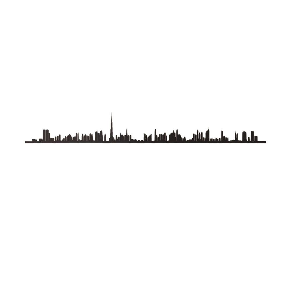 Dubai Skyline Steel Wall Decor Black 50CM