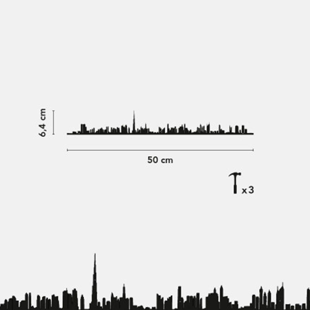 Dubai Skyline Steel Wall Decor Black 50CM