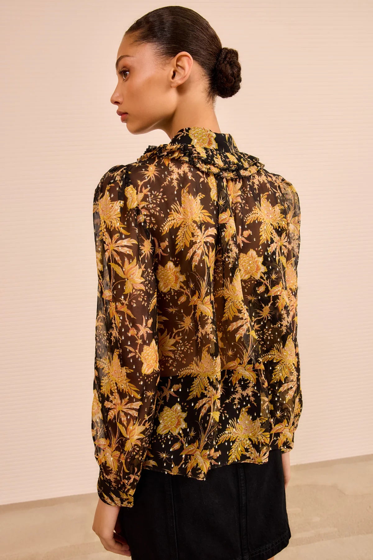 Nina Ruffle Button Front Blouse Forsythia