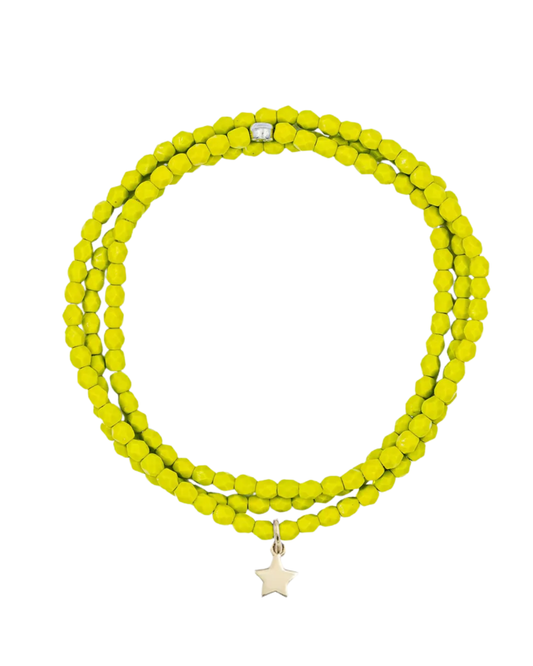Olive Green Bracelet Necklace with Star Pendant