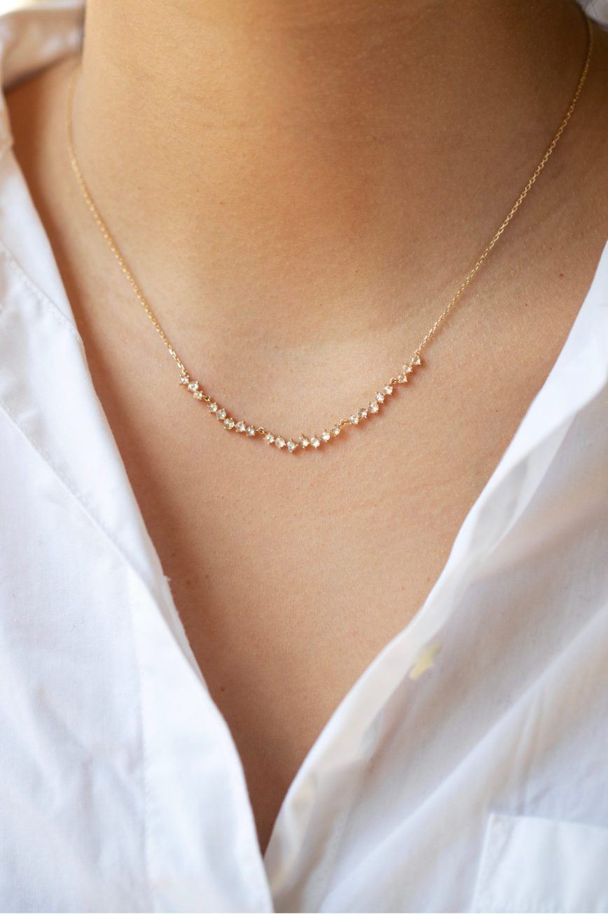 Long Twisted Rose Cut Diamonds Necklace