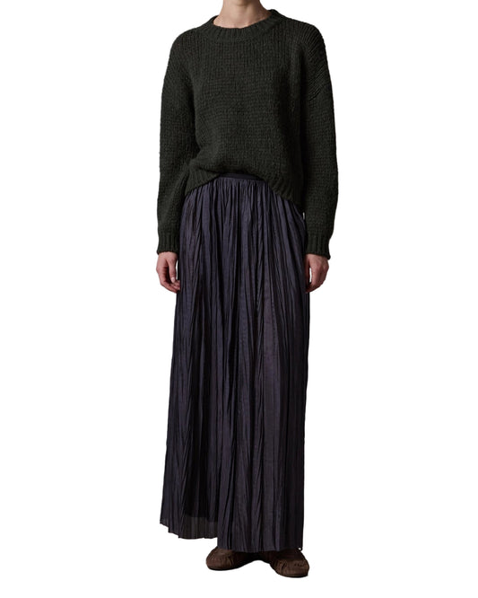 Plissé Midi Skirt Navy Black