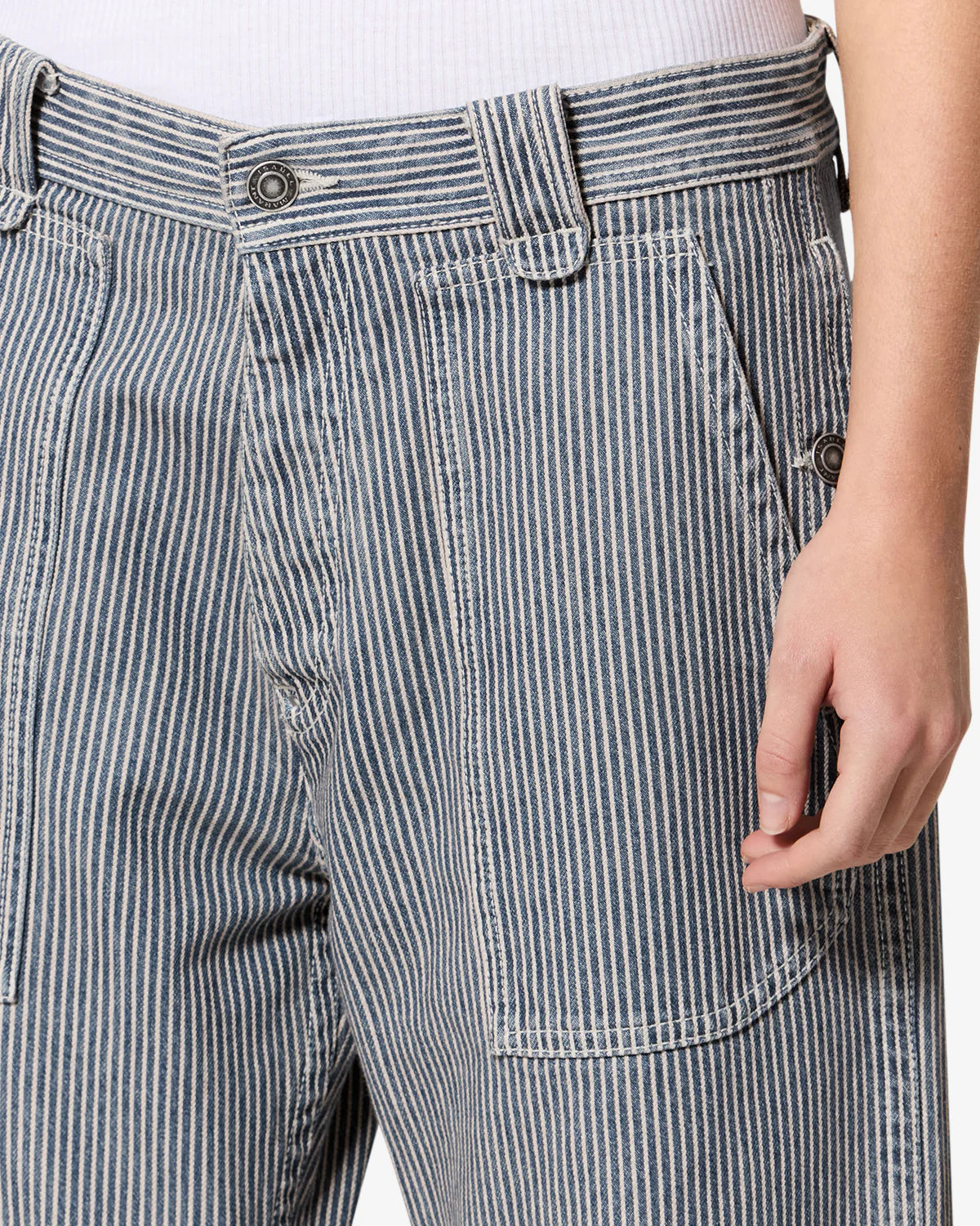 Ermina Striped Twill Pants Blue/White